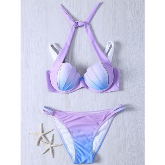 Alluring Halter Gradient Color Bikini - Picture 1 of 3